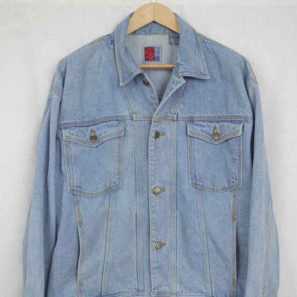 Vintage 100% Cotton Light Wash Men's Denim Jacket XL - Picture 4 of 8
